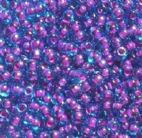 50g 6/0 Fuchsia Lined Aqua Seed Beads